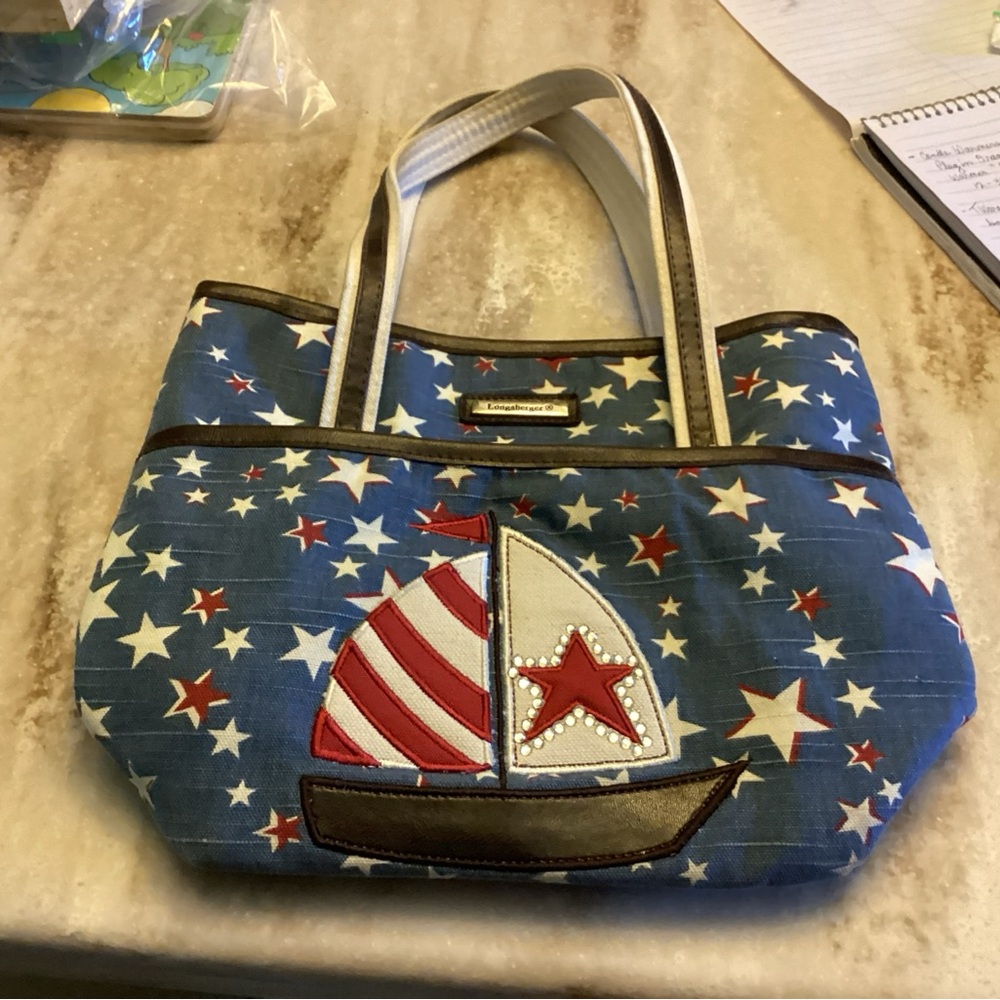 Longaberger Handbag with Sailboat and Stars, NWOT